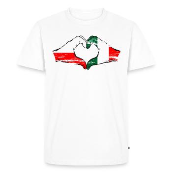 Pologne Italie drapeau coeur forme utilisé - T-shirt Premium bio Homme - blanc - Devant - Nico (187cm)