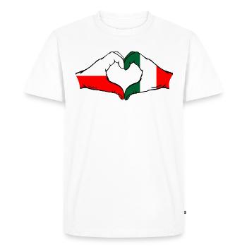 Pologne Italie Drapeau Coeur Forme - T-shirt Premium bio Homme - blanc - Devant - Nico (187cm)