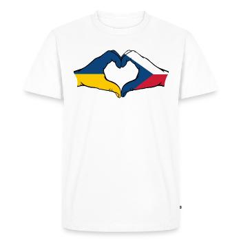 Ukraine Czech Republic Flag Hands Heart Shape - Men's Premium Organic T-Shirt - white - Front - Nico (187cm)