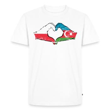 Polen Aserbaidschan Flagge Hände Herzform used - Männer Premium Bio T-Shirt - Weiß - Vorne - Nico (187cm)