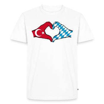Turquie Bavière drapeau mains coeur - T-shirt Premium bio Homme - blanc - Devant - Nico (187cm)