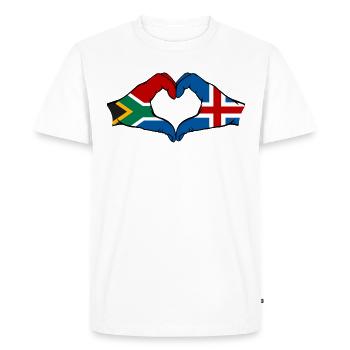 Afrique du Sud Islande Drapeau Mains Coeur Forme - T-shirt Premium bio Homme - blanc - Devant - Nico (187cm)