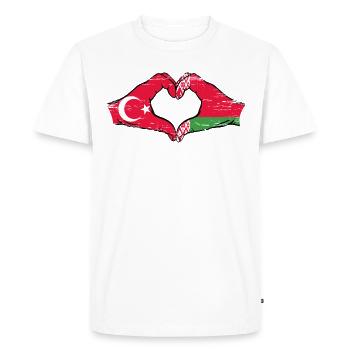 Turkey Belarus Flag Hands Heart Shape Used - Men's Premium Organic T-Shirt - white - Front - Nico (187cm)