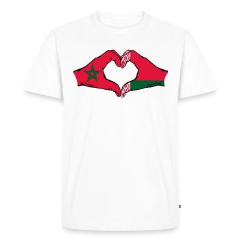 Morocco Belarus Flag Hands Heart Shape - Men's Premium Organic T-Shirt - white - Front - Nico (187cm)
