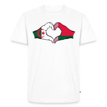 Algeria Belarus Flag Hands Heart Shape - Men's Premium Organic T-Shirt - white - Front - Nico (187cm)