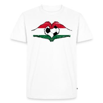 Hungary flag football hands heart shape used - Men's Premium Organic T-Shirt - white - Front - Nico (187cm)