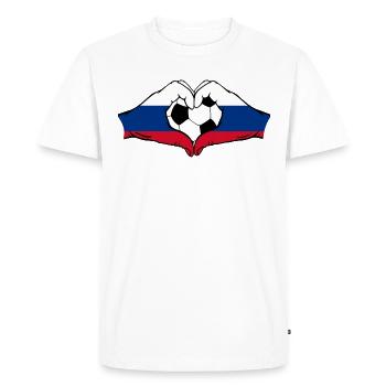 Forme de coeur de mains de football de drapeau de la Russie - T-shirt Premium bio Homme - blanc - Devant - Nico (187cm)