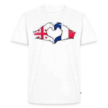 Géorgie France drapeau mains forme de coeur utilisé - T-shirt Premium bio Homme - blanc - Devant - Nico (187cm)