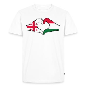 Georgia Hungary Flag Hands Heart Shape - Men's Premium Organic T-Shirt - white - Front - Nico (187cm)