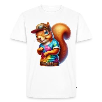 Colorful Cool Sports Squirrel Design - Men's Premium Organic T-Shirt - white - Front - Nico (187cm)