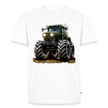 Travail précis et efficace avec les gros tracteurs - T-shirt Premium bio Homme - blanc - Devant - Nico (187cm)