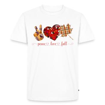PEACE LOVE FALL, THANKSGIVING - Men's Premium Organic T-Shirt - white - Front - Nico (187cm)