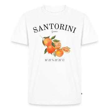 Santorin - Grèce - Vacances - Vieille Théra - T-shirt Premium bio Homme - blanc - Devant - Nico (187cm)