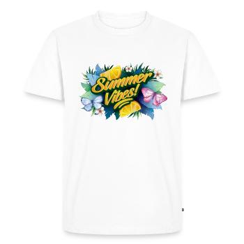 Papillons Fleurs Vacances d’été - T-shirt Premium bio Homme - blanc - Devant - Nico (187cm)