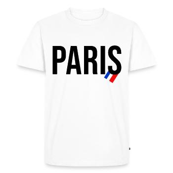 Paris France Love City bleu blanc rouge drapeau - T-shirt Premium bio Homme - blanc - Devant - Nico (187cm)