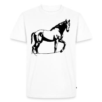 Croquis dessiné à la main Cadeau de cheval - T-shirt Premium bio Homme - blanc - Devant - Nico (187cm)
