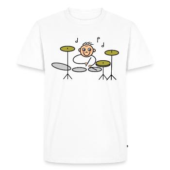 Drummer in action on drums - Men's Premium Organic T-Shirt - white - Front - Nico (187cm)