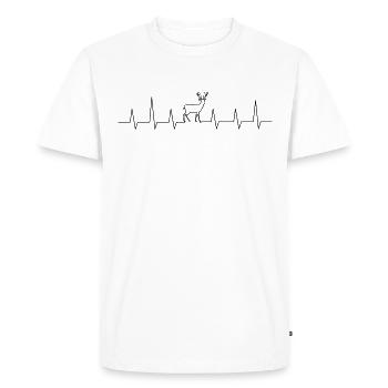 Cerf coeur ligne palpitations pouls cadeau animaux - T-shirt Premium bio Homme - blanc - Devant - Nico (187cm)