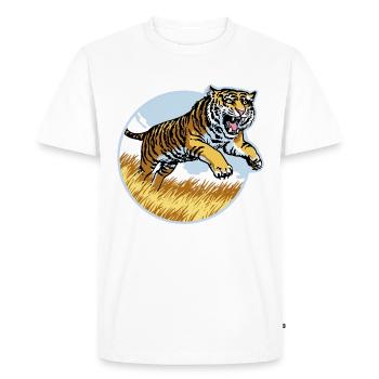 Tiger in the Leap - Men's Premium Organic T-Shirt - white - Front - Nico (187cm)