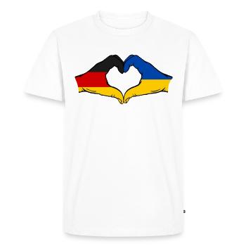 Germany Ukraine Flag Hands Heart Shape - Men's Premium Organic T-Shirt - white - Front - Nico (187cm)