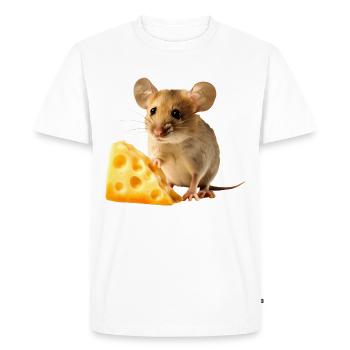 Mouse with a piece of cheese - Men's Premium Organic T-Shirt - white - Front - Nico (187cm)