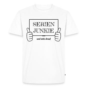 Series junkie and proud of it - Men's Premium Organic T-Shirt - white - Front - Nico (187cm)