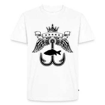 fishing hook symbol logo - Men's Premium Organic T-Shirt - white - Front - Nico (187cm)