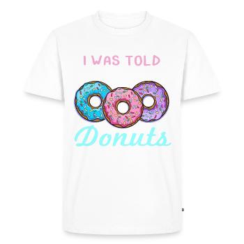 On m’a dit qu’il y aurait des beignets drôles de beignet - T-shirt Premium bio Homme - blanc - Devant - Nico (187cm)