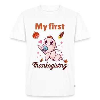 Mon premier Thanksgiving - T-shirt Premium bio Homme - blanc - Devant - Nico (187cm)
