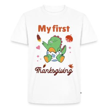 Mon premier Thanksgiving - T-shirt Premium bio Homme - blanc - Devant - Nico (187cm)