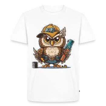 Owl Wood Works - Men's Premium Organic T-Shirt - white - Front - Nico (187cm)