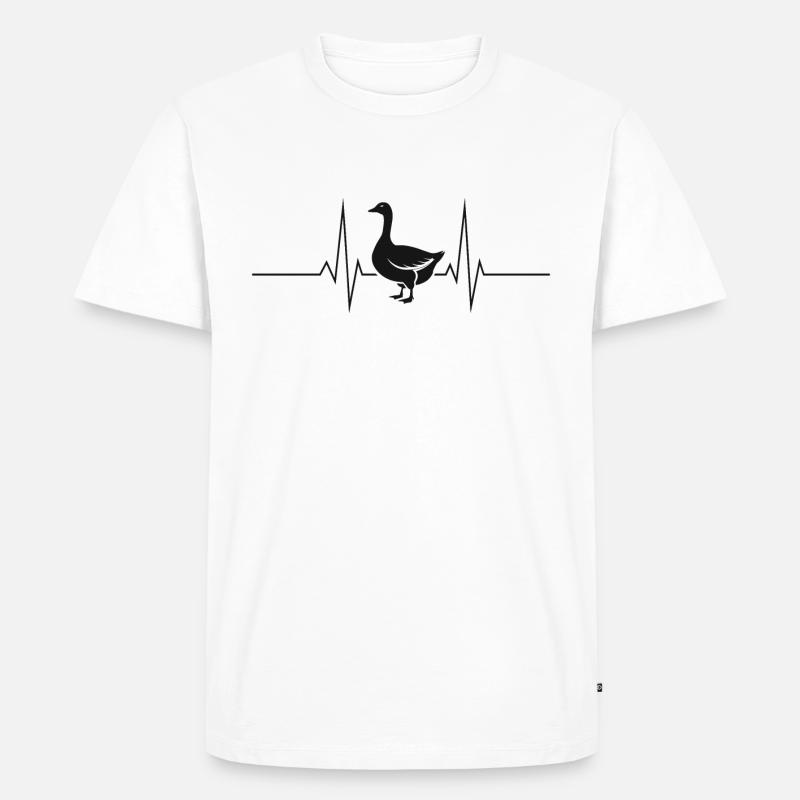 Gans Gänse Herzschlag Herzfrequenz - Männer Premium Bio T-Shirt - Weiß