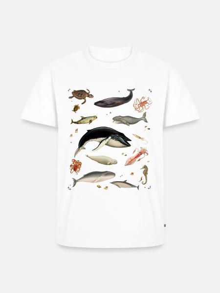 Vintage Wale Delfine Meerestiere Ozean Shirt - Männer Premium Bio T-Shirt - Weiß
