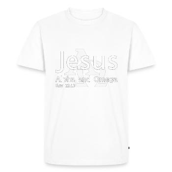 Christian Design Jésus, Alpha et Oméga - T-shirt Premium bio Homme - blanc - Devant - Nico (187cm)