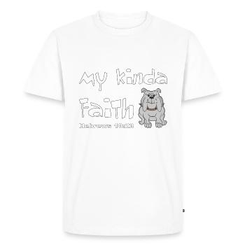 Christian Design My Kinda Faith Bulldog Hébreux - T-shirt Premium bio Homme - blanc - Devant - Nico (187cm)
