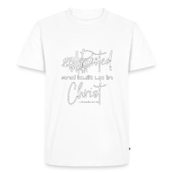 Christian Design Rooted and built up in Christ - Men's Premium Organic T-Shirt - white - Front - Nico (187cm)