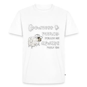Christian Design Goodness and Mercy Psalm 23 - Men's Premium Organic T-Shirt - white - Front - Nico (187cm)