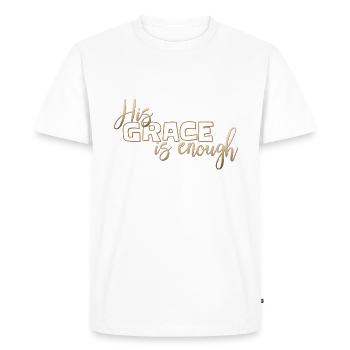 Christian Design His Grace is Enough - Men's Premium Organic T-Shirt - white - Front - Nico (187cm)