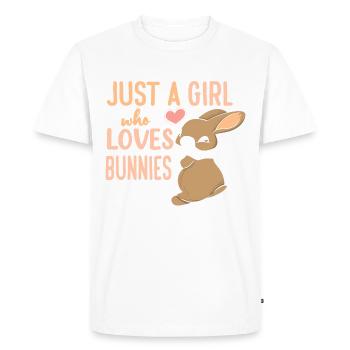 Juste une fille qui aime les lapins drôle lapin animal de compagnie - T-shirt Premium bio Homme - blanc - Devant - Nico (187cm)