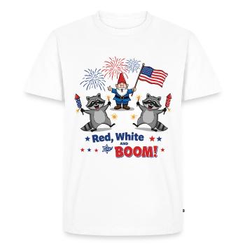Raton laveur 4 juillet Feu d’artifice - T-shirt Premium bio Homme - blanc - Devant - Nico (187cm)