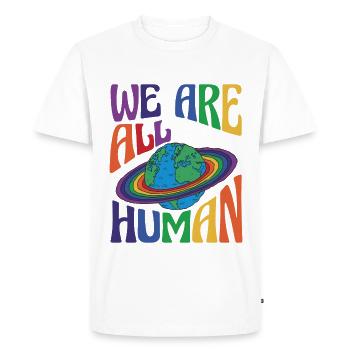 We are all Human LGBT Pride Month LGBTQ - Men's Premium Organic T-Shirt - white - Front - Nico (187cm)