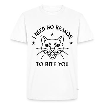 Je n’ai besoin d’aucune raison pour te mordre - T-shirt Premium bio Homme - blanc - Devant - Nico (187cm)