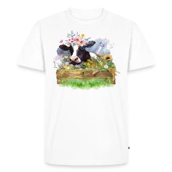 Aquarelle de vache - T-shirt Premium bio Homme - blanc - Devant - Nico (187cm)