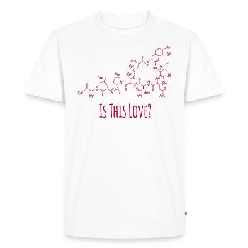 L’amour est-il cet amour ? Ocytocine Nerd Geek - T-shirt Premium bio Homme - blanc - Devant - Nico (187cm)