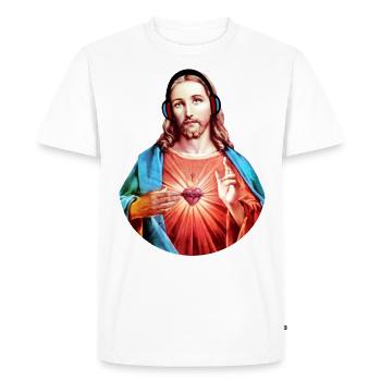 Jésus-Christ | Jésus-Christ | N’écoutez pas de musique - T-shirt Premium bio Homme - blanc - Devant - Nico (187cm)