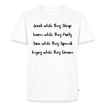 Travaillez pendant qu’ils dorment! - T-shirt Premium bio Homme - blanc - Devant - Nico (187cm)