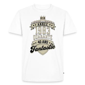 Année 1983 Quarante ans - T-shirt Premium bio Homme - blanc - Devant - Nico (187cm)