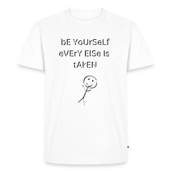 bE YoUrSeLf - T-shirt Premium bio Homme - blanc - Devant - Nico (187cm)