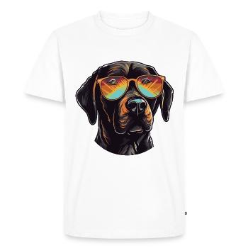 Labrador Chien Hipster Cool Party - T-shirt Premium bio Homme - blanc - Devant - Nico (187cm)