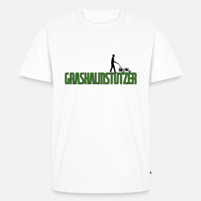 Grashalmstutzer Rasenmäher Gärtner Geschenkidee - Männer Premium Bio T-Shirt - Weiß